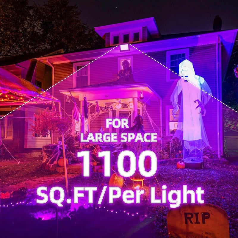 THECHAM Store 2 Pack Waterproof 120W LED Black Lights con 6ft Cord, Outdoor Black Lights Floodlight for Glow Party, Light Up 1100ft, Flood Light in Dark for Christmas, Birthday, Halloween - Image 2